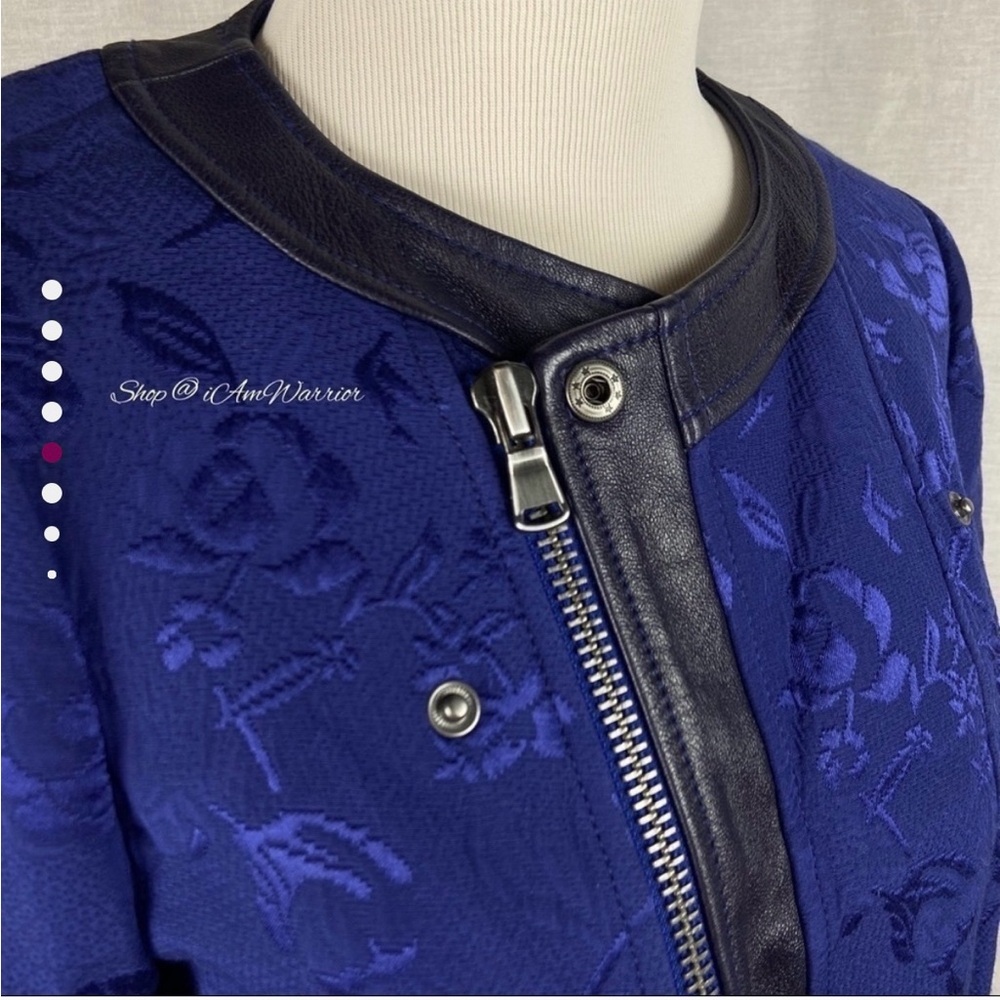 Rebecca Taylor leather floral jacquard zip moto jacket *shop@iamwarrior - Picture 5 of 9